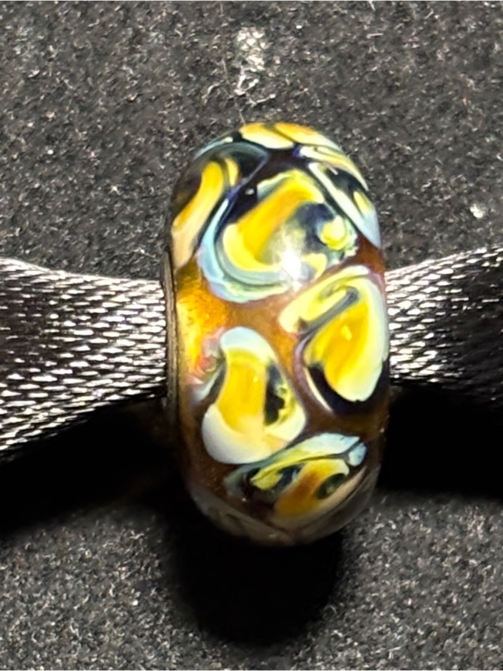 Trollbeads Wild Cat Bead Murano Glass and Sterling silver Charm